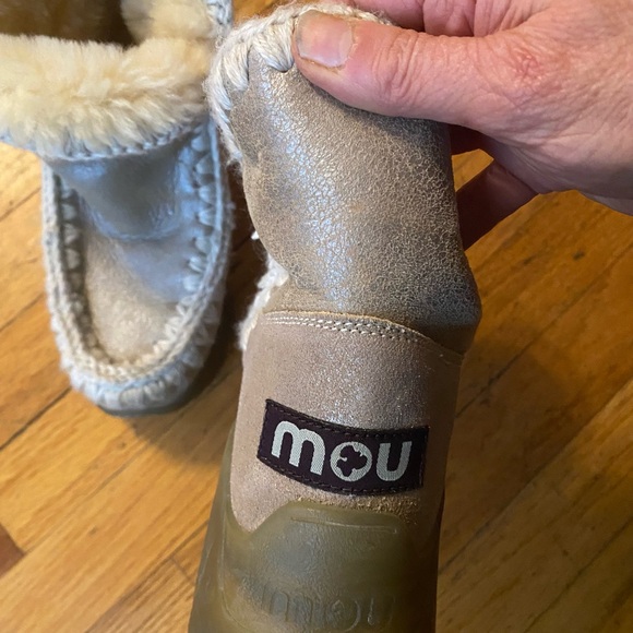 Mou tan metallic Ankle Boots with Cream Trim rubber gum sole - Picture 2 of 6